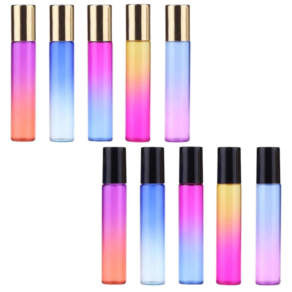 10 Pcs 10ml Glass Essential Oil Roller Bottles Deodorant Roll On Container Perfume Rollerball Bottle Castor Oil Roller Ball Bottle