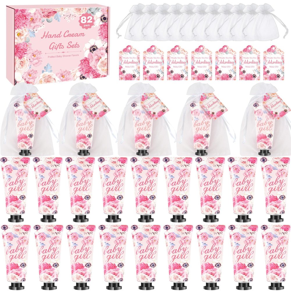 82 Sets Baby Shower Hand Cream Bulk, Baby Shower Favors for Guests, Mini Hand Lotion Bulk,Thank You Gift for Women Coworkers,Wedding Party Favors,Bridal Shower Favors for Girls With Organza Gift Bags