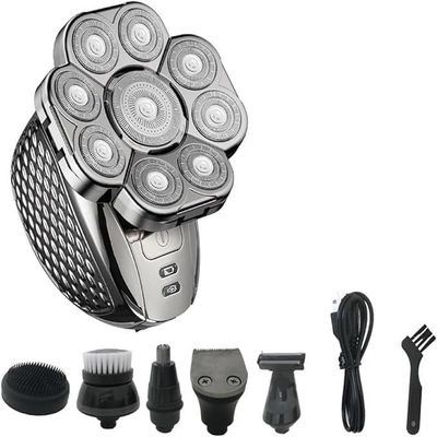 Electric Shavers for Men, 6 in 1 Men's Bald Head Electric Shaver 9 Blades Floating Heads Beard Nose Ear Hair Trimmer Clipper Facial Brush Rechargeable Razor