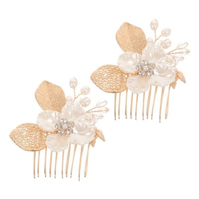 AUTSUPPL 2pcs Bridal Hair Comb with Rhinestones Elegant Leaf Design Wedding Hair Accessories for Brides and Flower Girls for Women