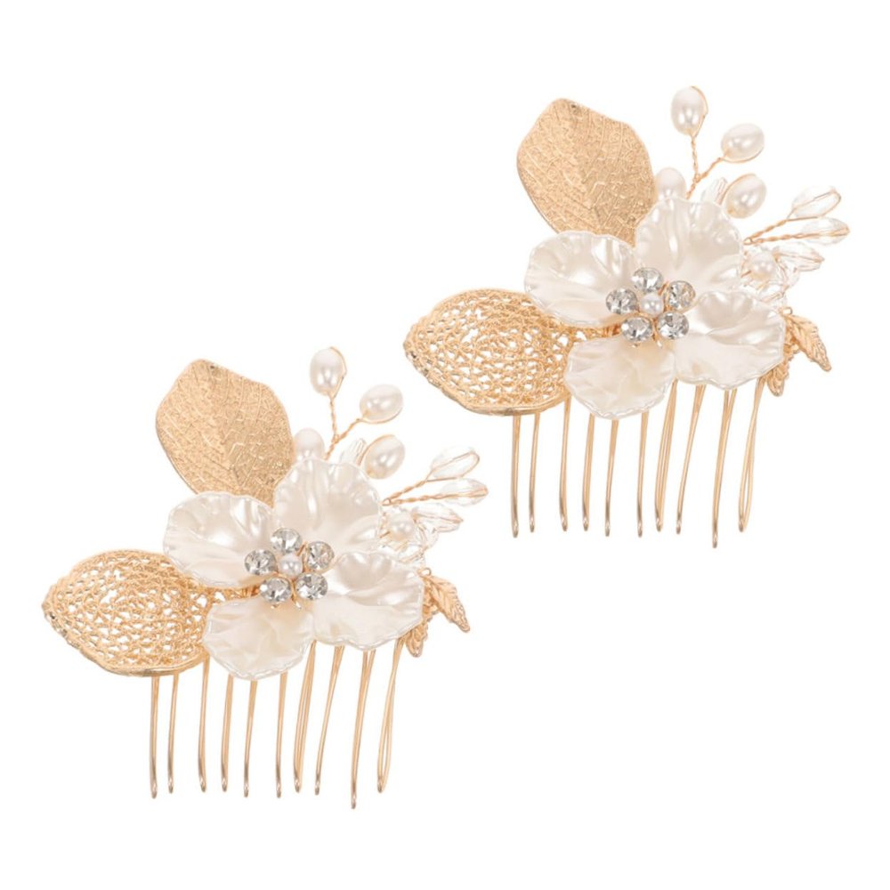 AUTSUPPL 2pcs Bridal Hair Comb with Rhinestones Elegant Leaf Design Wedding Hair Accessories for Brides and Flower Girls for Women