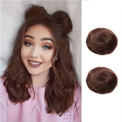 Bun, 2 PCS Mini Claw Clip in Messy & Cat Ears Hair Bun Extensions Wig Accessory Updo Hairpieces for Women Girls for Women(Light brown)