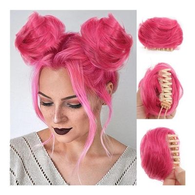 Bun, Hair Bun Synthetic Hair Pieces Mini Claw Clip Messy Chignon Extensions Wig Accessory Updo Hairpieces for Women(Gray)