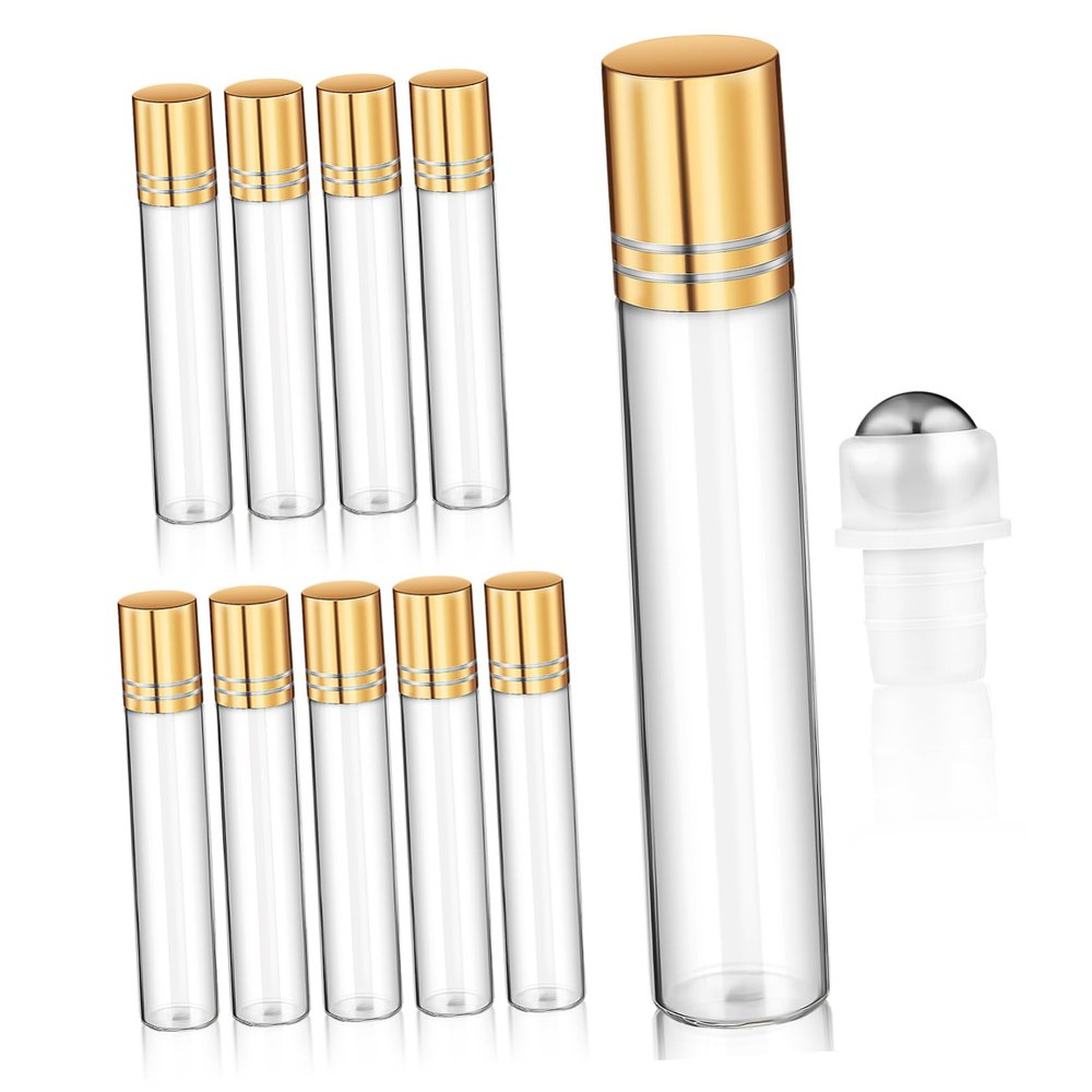 Healeved 10pcs Roller Bottles for Oils Perfume Rollerball Empty Bottles Essential Oil Roller Leakproof