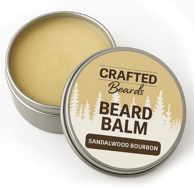 Beard Balm - Sandalwood Bourbon - 2oz Tin - Beard Wax - Light Hold - (SB)