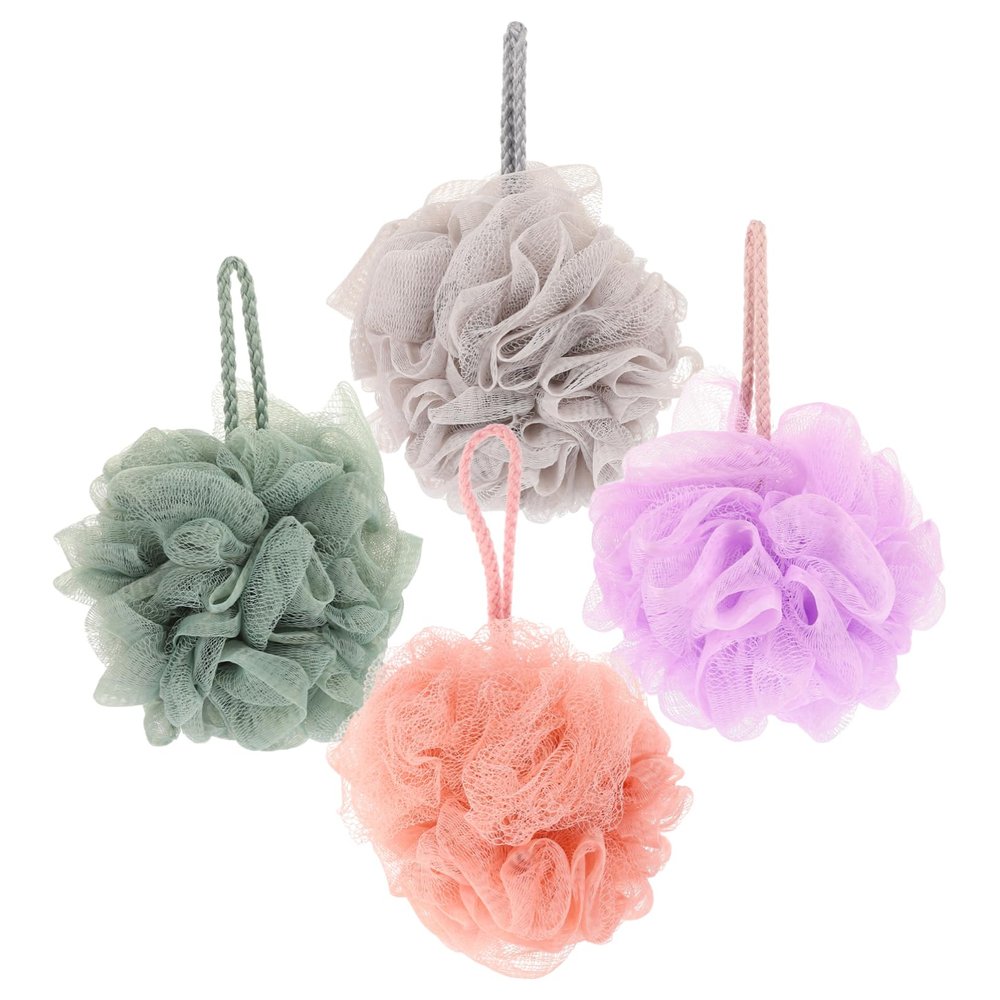 PartyKindom 4pcs Wear-Resistant Shower Sponges Portable Bathing Lanyard Exfoliating Body Scrubber for Daily Use Convenient Bath Accessory for Relaxation and Skin Care