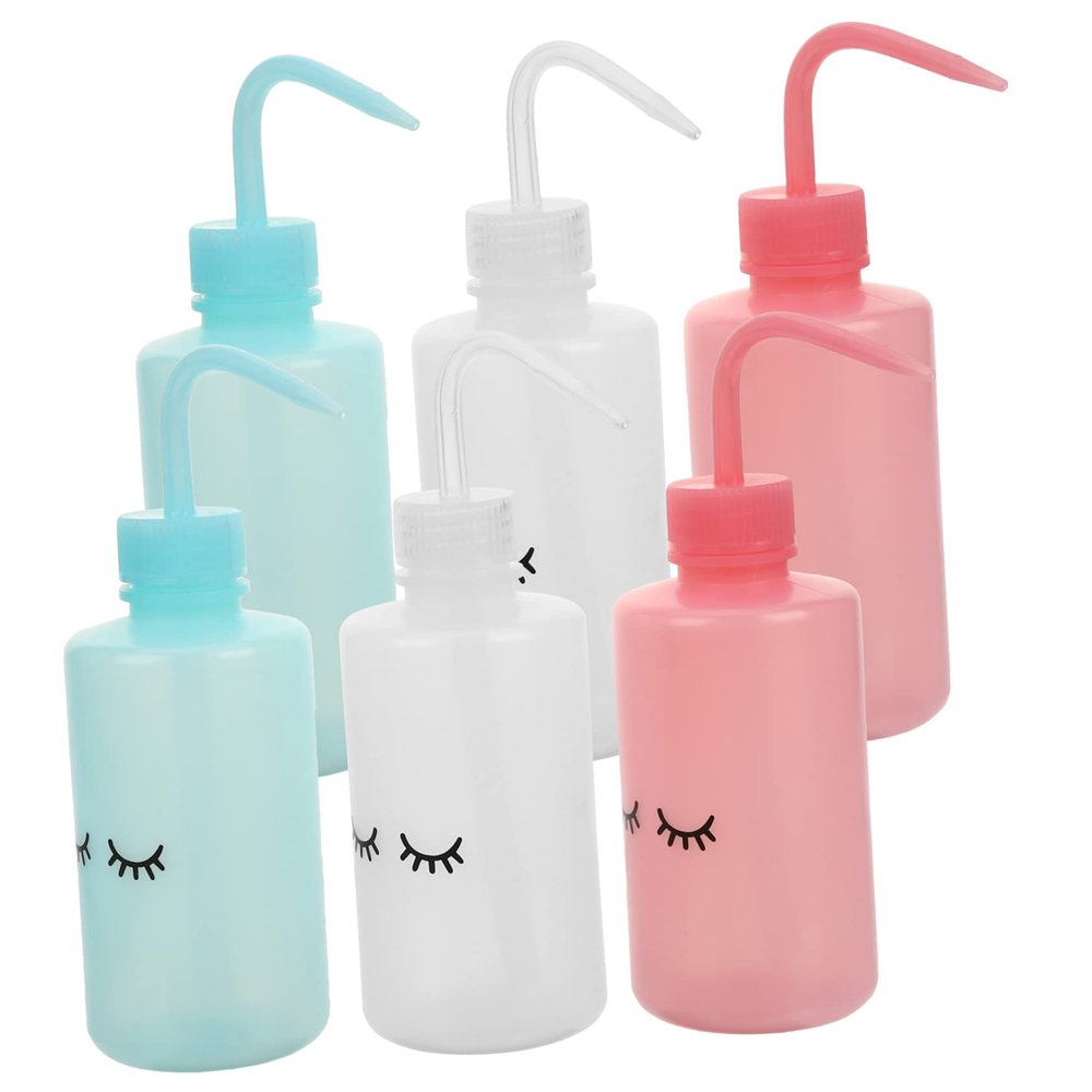 LIFKOME 6pcs Eyelash Washing Bottle Squeeze Watering Tools for Tattooing Narrow Mouth Design Plastic for Gardening and Beauty Use Transparent