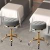 AMUYTCP Modern Makeup Tattoo Massage Work Stool, PU Leather Roller Stool, Shop Counter Medical Beauty Salon Spa Massage Swivel Stool, Gold Chrome 5 Claws with Swivel Wheel(Color:Dark Gray) view 3