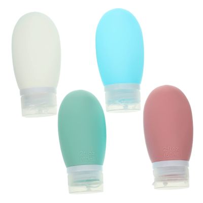 4Pcs Silicone Travel Shampoo Bottles, 60ml Squeeze Toiletry Containers