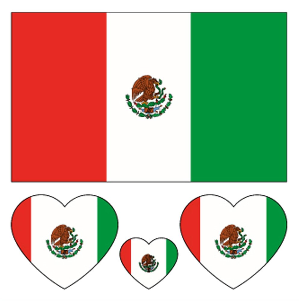 100pc Mexico Flag Tattoo Stickers, 25-Sheet Mexican MX National Flags Face Temporary Tattoo Adult, Patriotic Banderas De Mexico Flag Fake Tattoo for Men Women Party Decoration