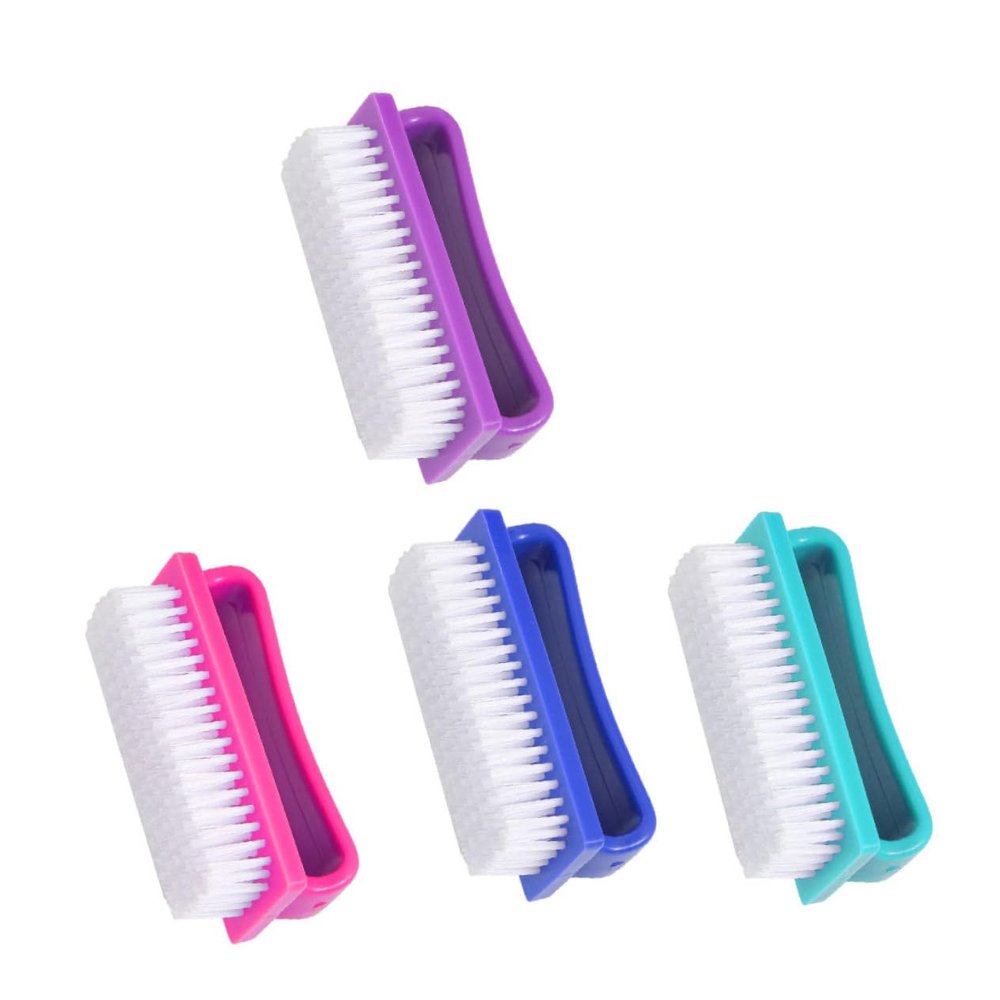 Happyyami 4pcs Nail Brush Cleaner Fingernail Scrubber Brush Nail Art Tool Multi-functional for Salon Home Random Color