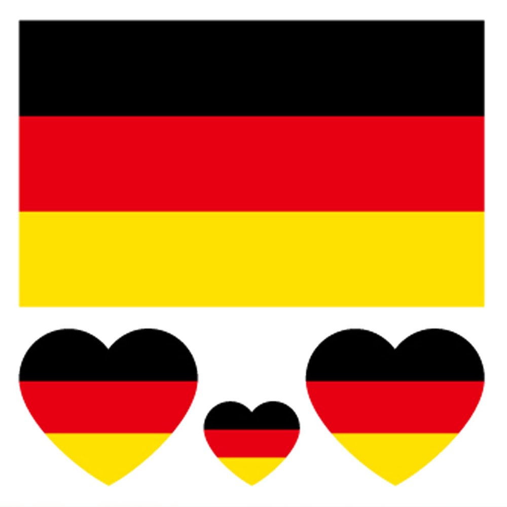 100pc German Flag Tattoo Stickers, 25-Sheet Germany DE National Flags Face Temporary Tattoo Adult, Patriotic Deutsche Flagge Fake Tattoo for Men Women Party Decoration
