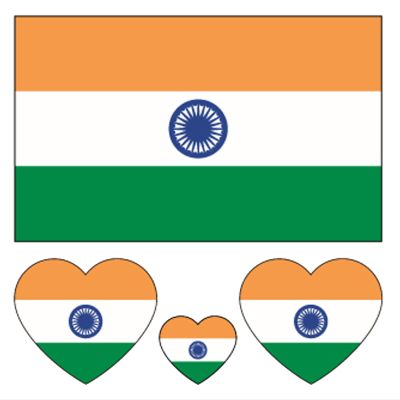 100pc Indian Flag Tattoo Stickers, 25-Sheet India IN National Flags Face Temporary Tattoo Adult, Patriotic Indian Independence Day Fake Tattoo for Men Women Party Decoration