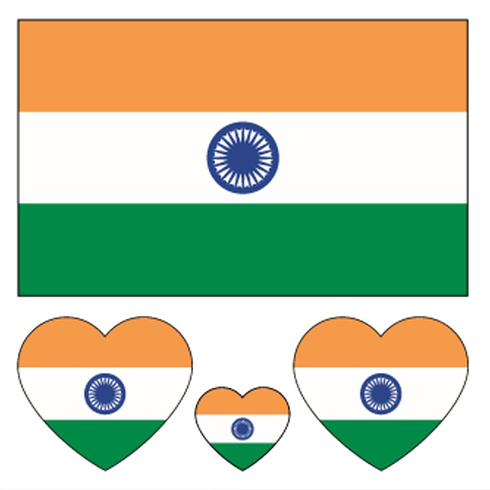 100pc Indian Flag Tattoo Stickers, 25-Sheet India IN National Flags Face Temporary Tattoo Adult, Patriotic Indian Independence Day Fake Tattoo for Men Women Party Decoration