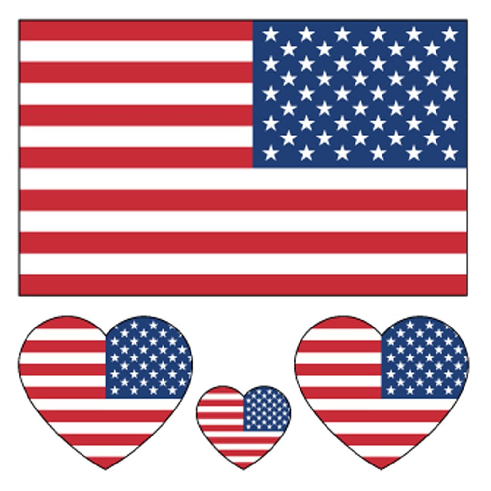 100pc American Flag Tattoo Stickers, 25-Sheet 4th of July USA Flag Face Temporary Tattoo Adult, Patriotic US National Flag Fake Tattoo for Men Women Independence Day, Veteran, Memorial Day Party