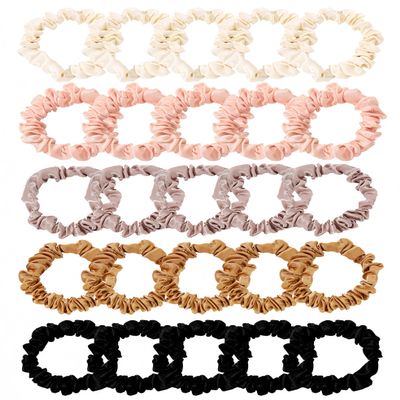 25 pcs Scrunchies Silk Satin Hair Ties, Thin scrunchies for women, satin scrunchies bulk, hair ties no damage, Hair Accessories Gift for Women and Girls (Multi colored 1)