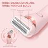 Livora Electric Shaver for Women, Bikini Trimmer for Women, 2 in 1 Wet & Dry Waterproof Electric Razors, Silk Glide Pro Shaver with Removable Head for Leg Arm Underarm Bikini Area view 2