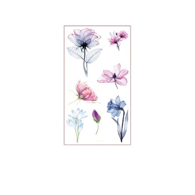 10pcs Watercolor Illustration Flower Tattoo Sticker, Disposable Collarbone Flower Arm Sticker, Fake Tattoo Sticker(SC-002)