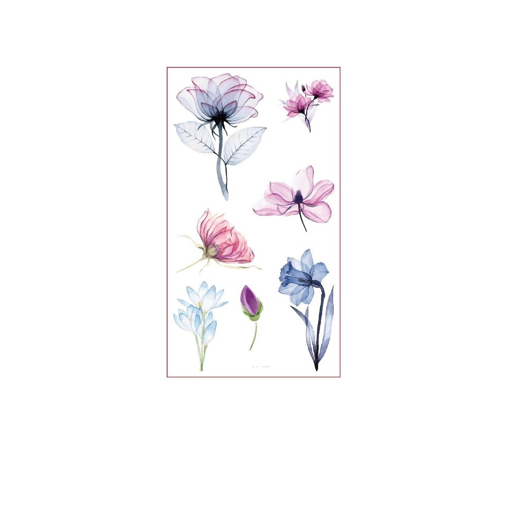 10pcs Watercolor Illustration Flower Tattoo Sticker, Disposable Collarbone Flower Arm Sticker, Fake Tattoo Sticker(SC-002)