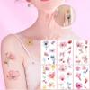 10pcs Watercolor Illustration Flower Tattoo Sticker, Disposable Collarbone Flower Arm Sticker, Fake Tattoo Sticker(SC-002) view 2