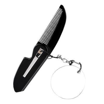 LIFKOME Portable Folding Comb Keychain and Mirror Compact Beard Comb for Men Fine Tooth Design for Travel and Grooming Easy to Handbag