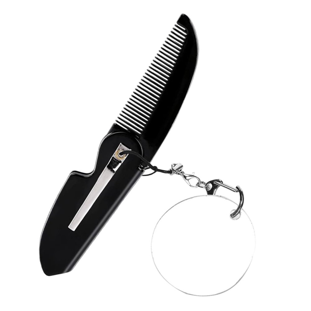 LIFKOME Portable Folding Comb Keychain and Mirror Compact Beard Comb for Men Fine Tooth Design for Travel and Grooming Easy to Handbag
