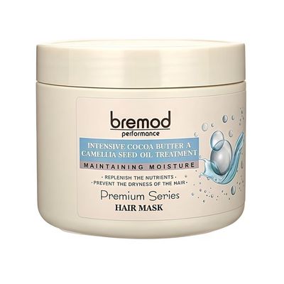 Bremod Performance Cocoa Butter & Camellia Seed Oil Hair Mask Premium Intensive Treatment for Dry, Flat Hair Anti-Fall, Strengthens & Moisturizes, Boosts Elasticity 16.9 Fl Oz