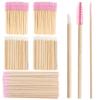 300 Pack Disposable Spoolies Brushes Sets Bamboo Mascara Wand Lip Brushes Cotton Swab for Eyebrow Eyelash Extension Tattoo Lipstick Applicator(Pink) view 1