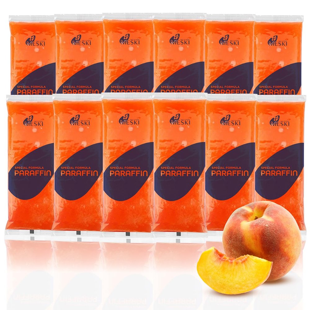 TP Plastic Paraffin Wax Refills-12 Pack, Peach Scented Wax Beads for Hand & Foot Spa, Moisturizing Paraffin Bath Wax for Dry Skin, Muscle Relaxation & Hydration, Compatible with Paraffin Wax Machines