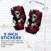 (2 Pack) Sugar Skull Stickers - Day of The Dead Art - Floral Skull Tattoo Sticker - 5" On Longest Side - Sticks to Smooth Flat Surfaces - Made in USA - BMCS9202 - BMCS9202 view 3
