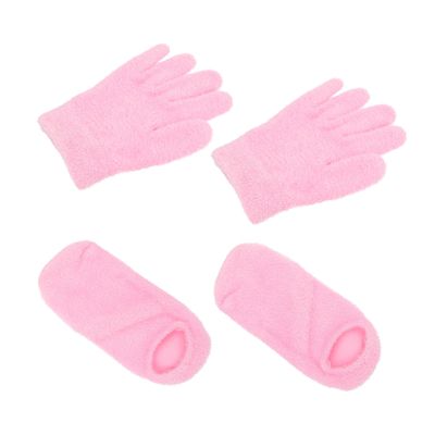 Happyyami 2pairs Lightweight Fingerless Gloves Women Men Foot Mask Moisturizing Washable Spa Gloves