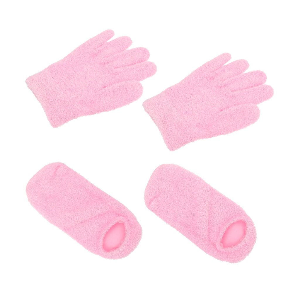 Happyyami 2pairs Lightweight Fingerless Gloves Women Men Foot Mask Moisturizing Washable Spa Gloves