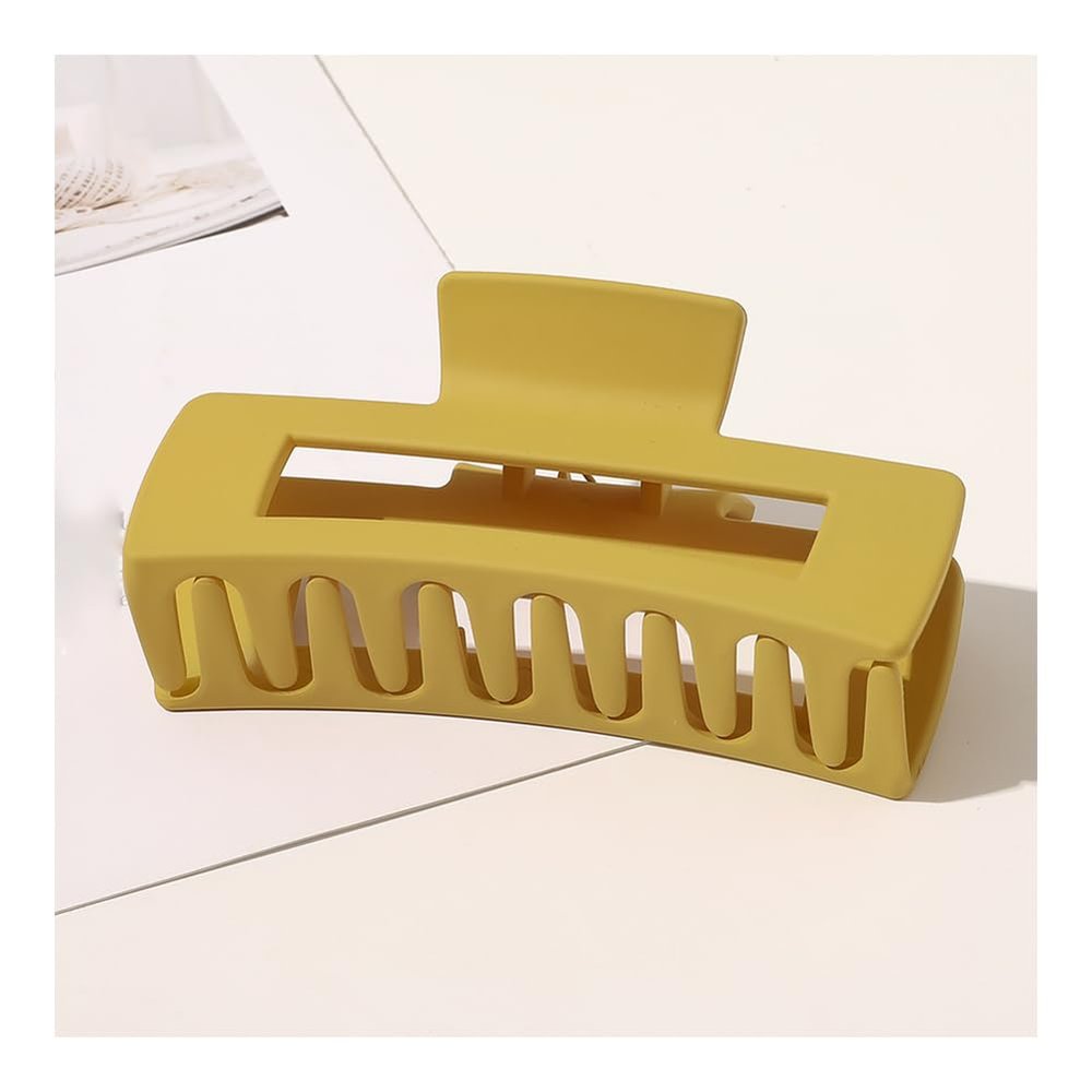 12Pcs Hair Claw Clips 4.1Inch Medium Sizes, Non - Slip Matte Finish Strong Hold Clips for Thick, Curly, Thin Hair, Women and Girls Black Hair Accessories(Yellow)