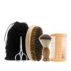 4pcs Beard Shaping Set Boar Bristle Brush Scissors Mustache Comb Grooming Trimmers and Travel view 1