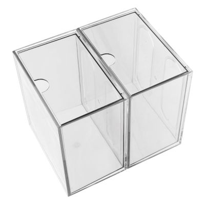 2pcs Acrylic Makeup Organizer Box Drawers for Skincare and Facial Towels Stackable Storage for Bathroom and Vanity Countertops