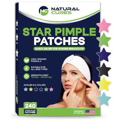 Star Pimple Patches for Face - Hydrocolloid Acne Patches - Extra Strength Acne Dot, Zit, Blemish & Dark Spot Treatment - Colorful Star Stickers for Forehead, Chin, Nose, 3 Sizes (S, M, L) (240 Count)