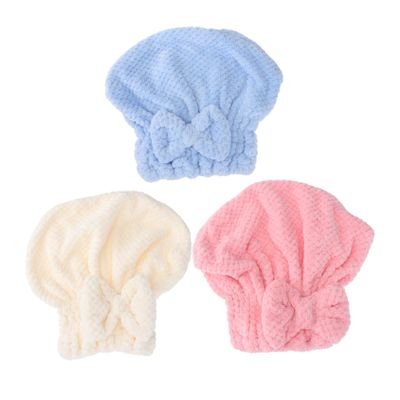 DECOMELODY 3pcs Coral Fleece Hair Dry Towel Wrap Hair Dry Hat Fast Drying Random Style