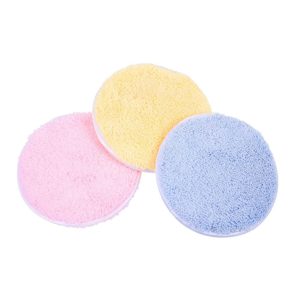 PartyKindom 3Pcs Rounded Makeup Soft Face Cleaning Pads for Application Comfortable Grip with Large Flat Surface and Precision Corners Suitable for Home and Salon Use