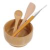 PartyKindom 1set Wooden Face Mask Bowl Natural Beauty Tools for Mixing and Applying Facial Masks Portable and Lightweight Skincare Kit for Home Travel Use view 1