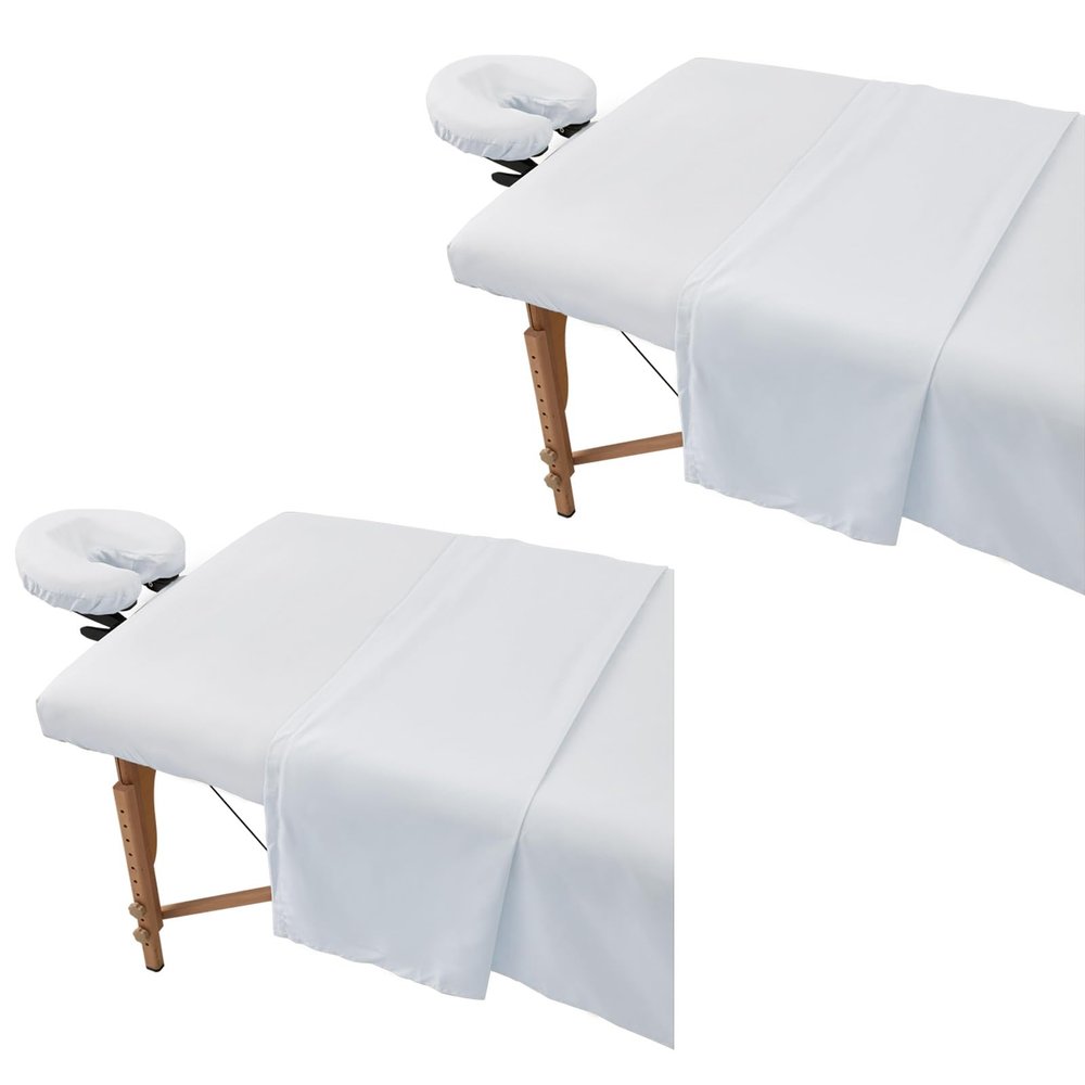 2 Sets Extra Thick Massage Table Sheets Sets Soft Premium Microfiber 3 Piece Set Massage Sheet Set for Salon Spa Bed Include Fitted Covers Flat Sheets Face Cradle Cover