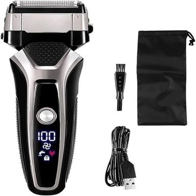 CYRMPQ Men's Shaver, USB Rechargeable Electric Shaver Stainless Steel Shaving Machine for Men 3D Triple Floating Blade Razor Shaver Barber Electric