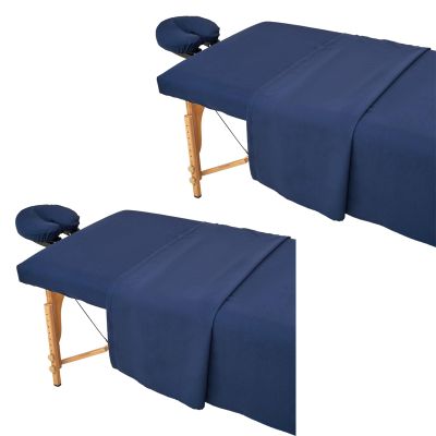 2 Sets Extra Thick Blue Massage Table Sheets Sets Soft Premium Microfiber 3 Piece Set Massage Sheet Set for Salon Spa Bed Include Fitted Covers Flat Sheets Face Cradle Cover