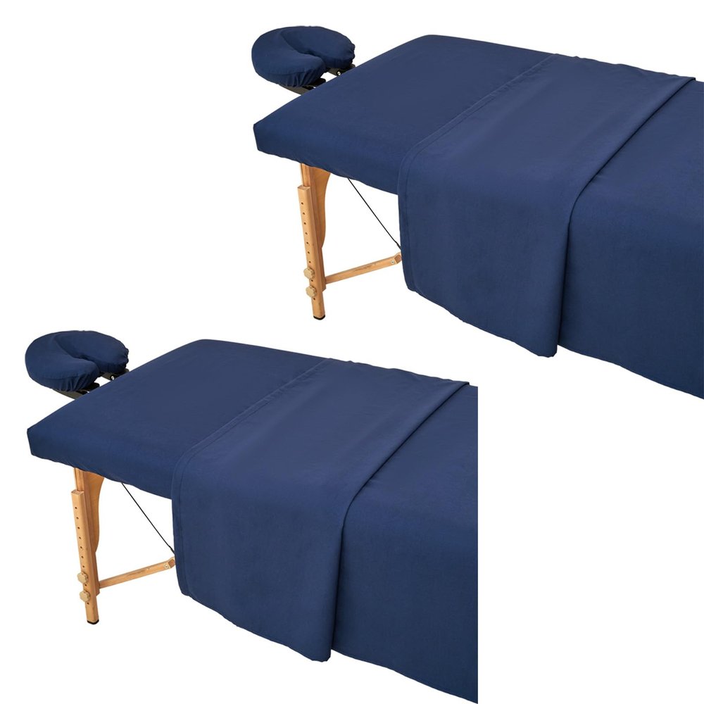 2 Sets Extra Thick Blue Massage Table Sheets Sets Soft Premium Microfiber 3 Piece Set Massage Sheet Set for Salon Spa Bed Include Fitted Covers Flat Sheets Face Cradle Cover