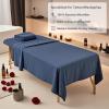 2 Sets Extra Thick Blue Massage Table Sheets Sets Soft Premium Microfiber 3 Piece Set Massage Sheet Set for Salon Spa Bed Include Fitted Covers Flat Sheets Face Cradle Cover view 3