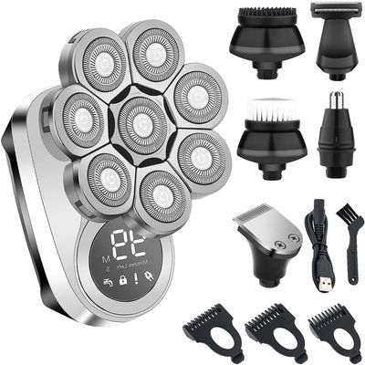Electric Shavers for Bald Men, 6 in 1 Mens Bald Head Electric Shaver Wet/Dry LED Display, Faster-Charging Cordless Mens Grooming Kit
