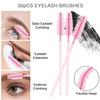200Pcs Eyelash Extension Kit, Lash Spoolies Extension Supplies Eyebrow Brush Mascara Wands Lip Brushes Applicators Disposable Micro Swab Brushes for Lash Extensions Brow Lamination Kit, Crystal Pink view 3