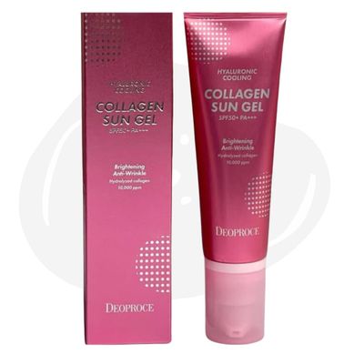 Deoproce Collagen Hyaluronic Cooling Sun Gel SPF 50+ PA+++  Anti-Wrinkle, Hydrating, and Cooling Korean Sun Protection.