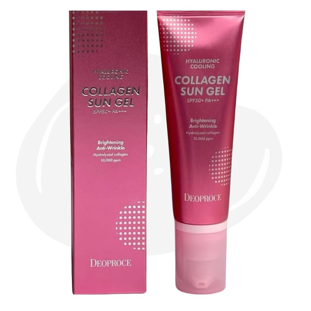 Deoproce Collagen Hyaluronic Cooling Sun Gel SPF 50+ PA+++  Anti-Wrinkle, Hydrating, and Cooling Korean Sun Protection.