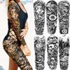20 Sheets Black Lion Leopard Full Arm Temporary Tattoos For Men Adults Thigh, Floral Forest Wolf Skull Skeleton Eagle Maori Turtle Totem Fake Sleeve Tattoos For Women, Halloween Tattoo Stickers Flower view 2