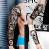 20 Sheets Black Lion Leopard Full Arm Temporary Tattoos For Men Adults Thigh, Floral Forest Wolf Skull Skeleton Eagle Maori Turtle Totem Fake Sleeve Tattoos For Women, Halloween Tattoo Stickers Flower view 3